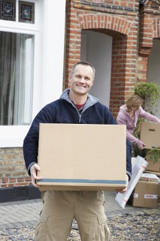 Apartment moving team handling stairs during a Slough flat removal