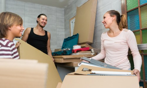 Boxes and furniture prepared for a scheduled removal service