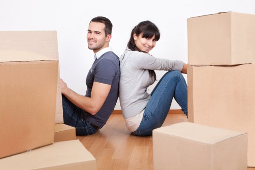 Professional moving van service loading boxes in Slough
