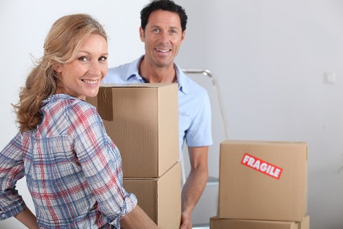 Local removals team navigating a Slough street